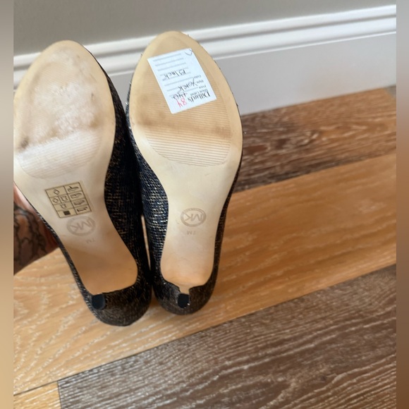 Michael Kors Erika Leopard Print Glitter Platform Peep Toe Pumps Size 7 - Picture 11 of 12